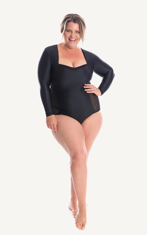 Adore Long Sleeve One Piece Swimsuit | Black