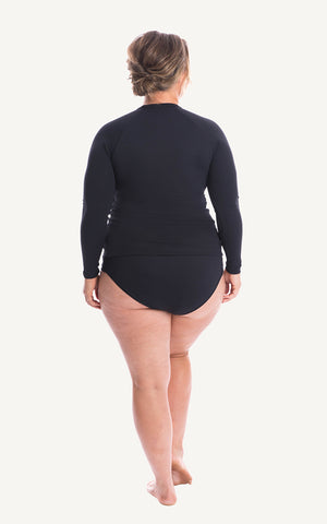 Long Sleeve Rash Top Bottom sun protection Black Women Swimwear Swimsuit Beachwear Moulded Bust support Cup Size Lycra 